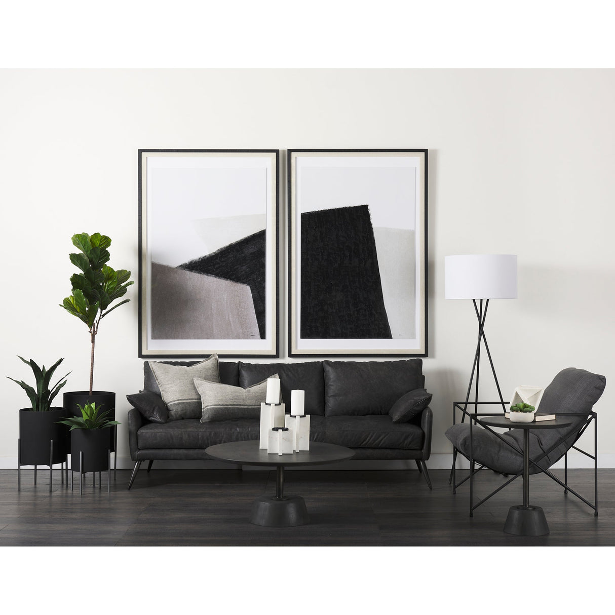 Maxwell 20" Round Dark Brown Wood w/ Black Metal Pedestal Side Table by Mercana at Eve Furniture