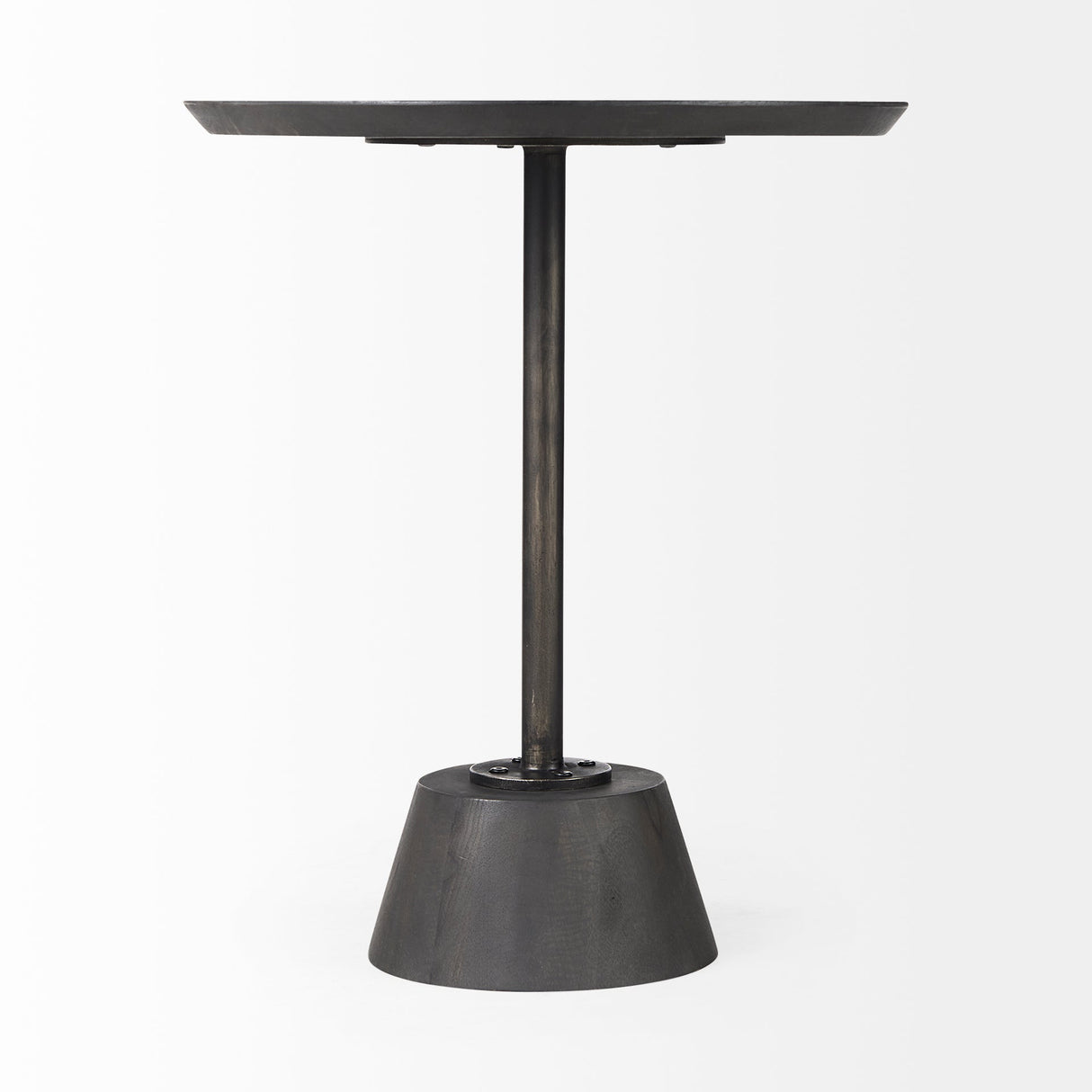 Maxwell 20" Round Dark Brown Wood w/ Black Metal Pedestal Side Table by Mercana at Eve Furniture
