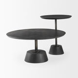 Maxwell 20" Round Dark Brown Wood w/ Black Metal Pedestal Side Table by Mercana at Eve Furniture