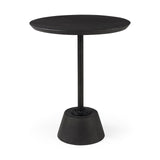 Maxwell 20" Round Dark Brown Wood w/ Black Metal Pedestal Side Table by Mercana at Eve Furniture