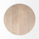 Maxwell 20" Round Light Brown Wood w/ Gold Metal Pedestal Side Table by Mercana at Eve Furniture
