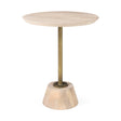 Maxwell 20" Round Light Brown Wood w/ Gold Metal Pedestal Side Table by Mercana at Eve Furniture