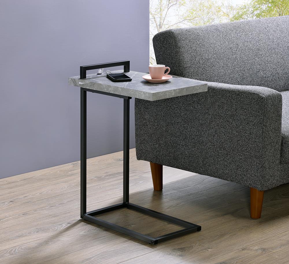 Maxwell Cement/Gunmetal C-Shaped Accent Table