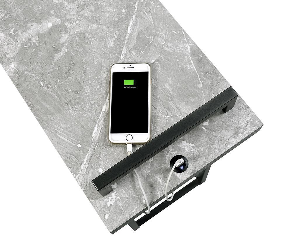 Maxwell Cement/Gunmetal C-Shaped Accent Table by Coaster at Eve Furniture