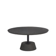 Maxwell Dark Brown Wood W/ Black Metal Pedestal Base Round Coffee Table by Mercana at Eve Furniture