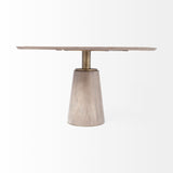 Maxwell II Round Brown Solid Wood Top Brown Wood/Gold Metal Base Dining Table by Mercana at Eve Furniture