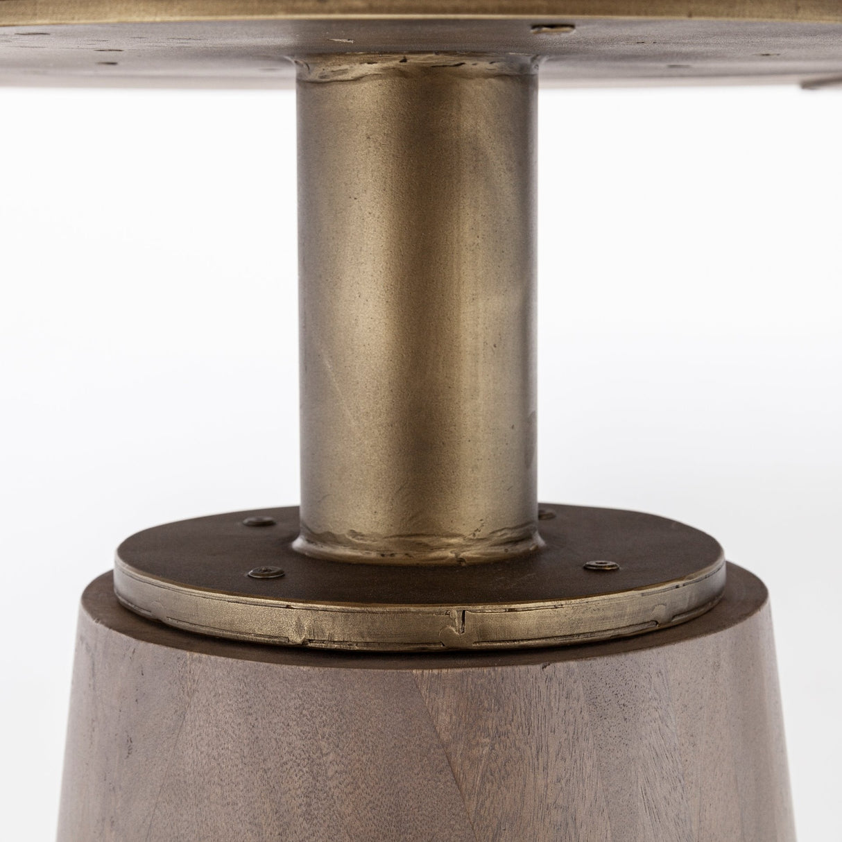 Maxwell II Round Brown Solid Wood Top Brown Wood/Gold Metal Base Dining Table by Mercana at Eve Furniture
