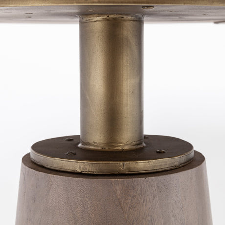 Maxwell II Round Brown Solid Wood Top Brown Wood/Gold Metal Base Dining Table by Mercana at Eve Furniture