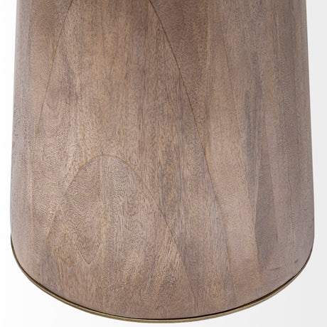 Maxwell II Round Brown Solid Wood Top Brown Wood/Gold Metal Base Dining Table by Mercana at Eve Furniture