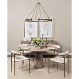 Maxwell II Round Brown Solid Wood Top Brown Wood/Gold Metal Base Dining Table by Mercana at Eve Furniture
