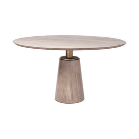 Maxwell II Round Brown Solid Wood Top Brown Wood/Gold Metal Base Dining Table by Mercana at Eve Furniture