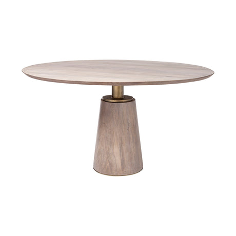 Maxwell II Round Brown Solid Wood Top Brown Wood/Gold Metal Base Dining Table by Mercana at Eve Furniture