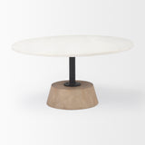 Maxwell Marble Top Pedestal Base Round Coffee Table by Mercana at Eve Furniture