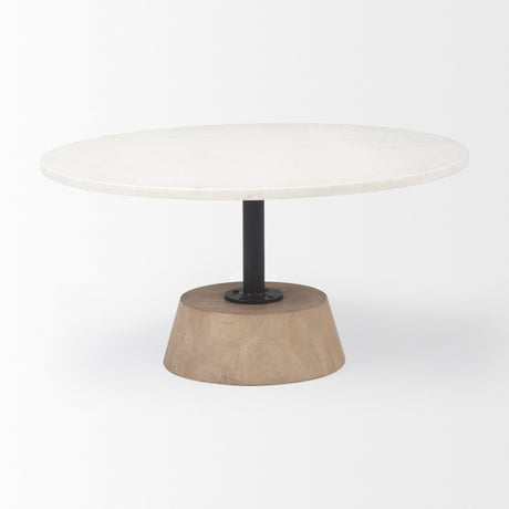 Maxwell Marble Top Pedestal Base Round Coffee Table by Mercana at Eve Furniture