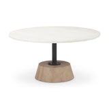 Maxwell Marble Top Pedestal Base Round Coffee Table by Mercana at Eve Furniture
