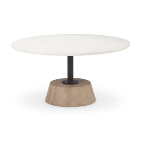 Maxwell Marble Top Pedestal Base Round Coffee Table by Mercana at Eve Furniture