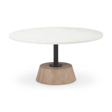 Maxwell Marble Top Pedestal Base Round Coffee Table by Mercana at Eve Furniture