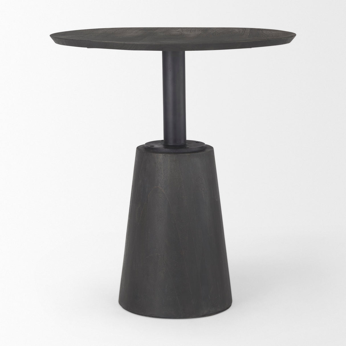 Maxwell Round Black-Brown Wood w/ Black Metal Pedestal Bistro Table by Mercana at Eve Furniture