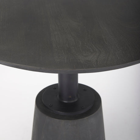Maxwell Round Black-Brown Wood w/ Black Metal Pedestal Bistro Table by Mercana at Eve Furniture