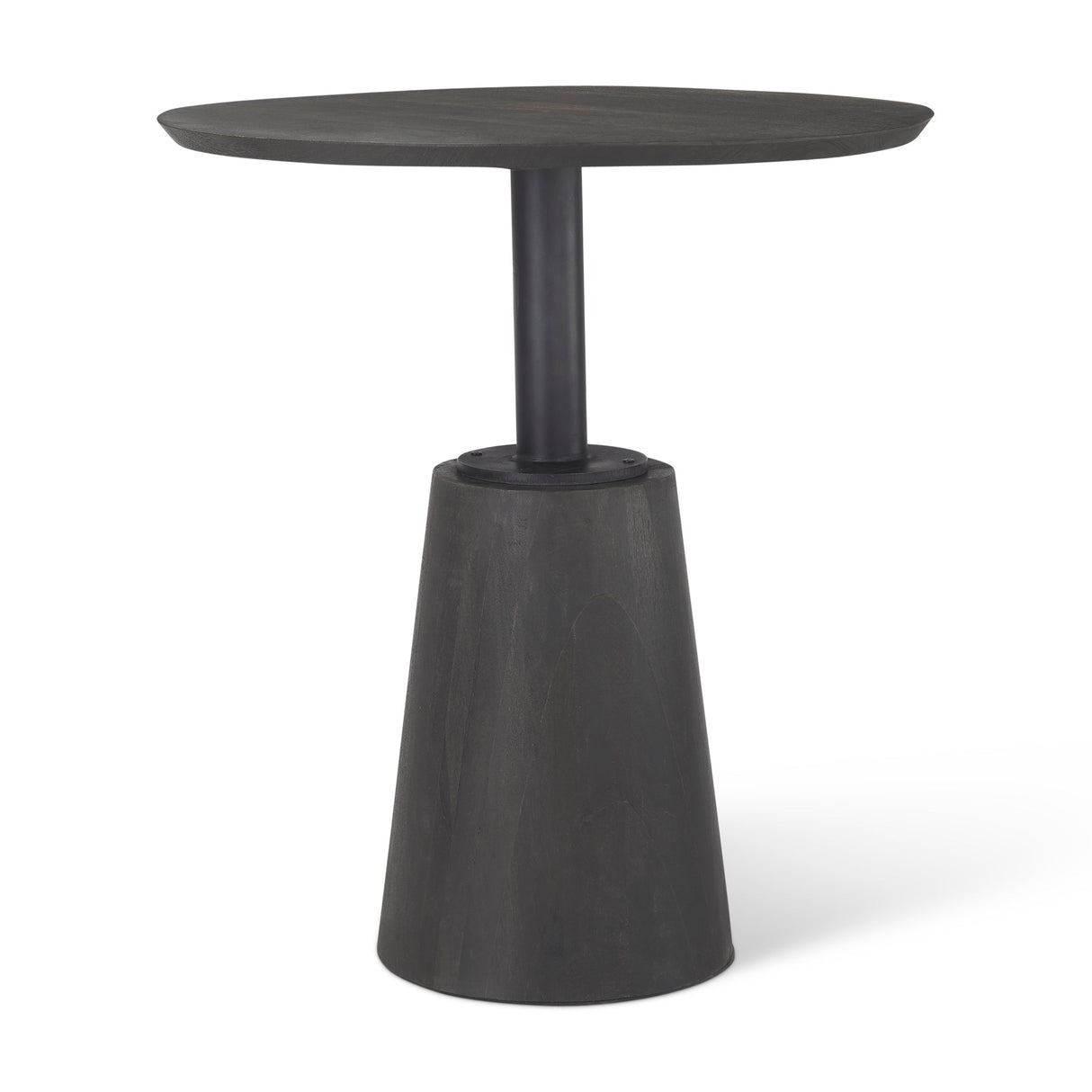 Maxwell Round Black-Brown Wood w/ Black Metal Pedestal Bistro Table by Mercana at Eve Furniture