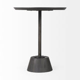 Maxwell Round Dark Brown Wood w/ Black Metal Pedestal Side Table by Mercana at Eve Furniture