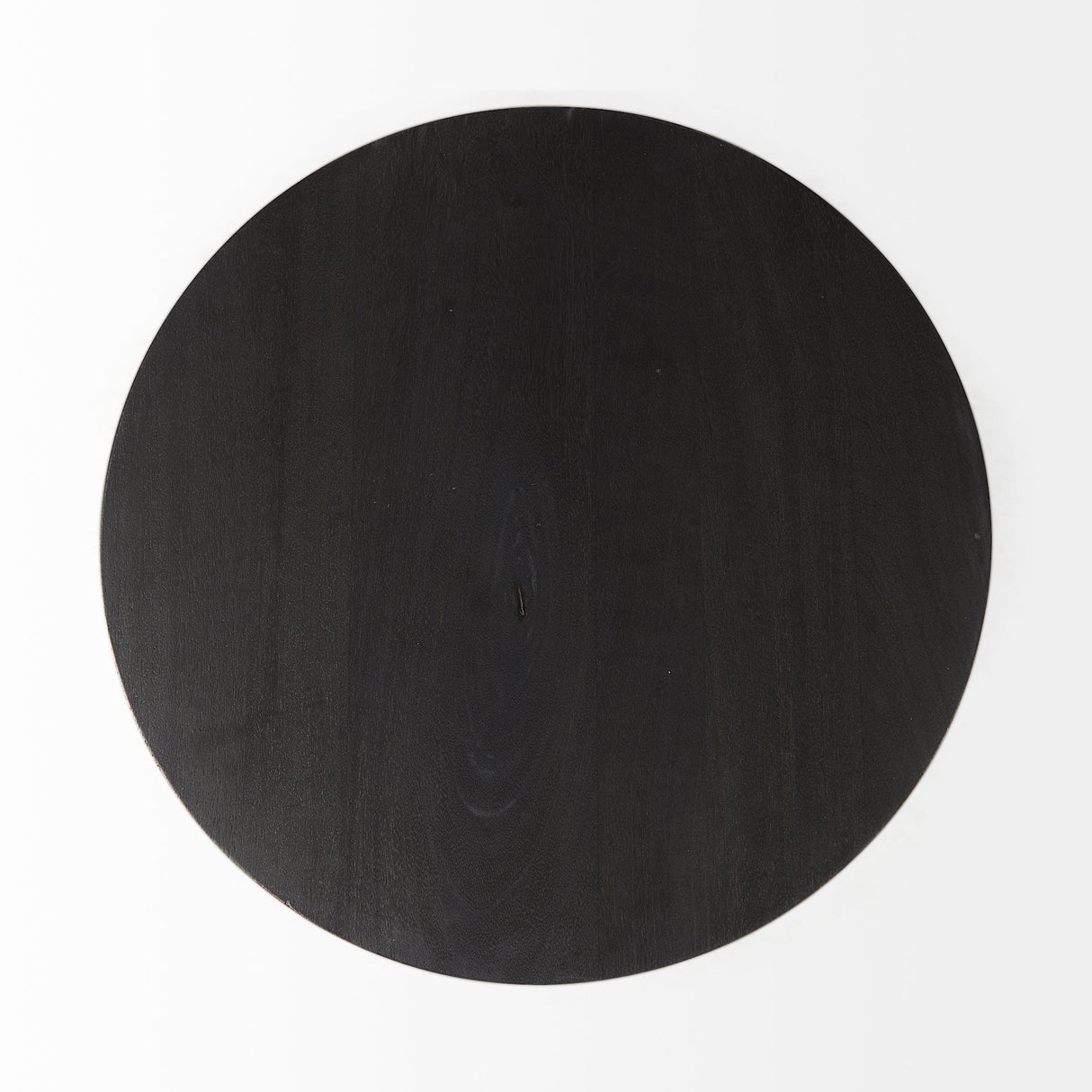 Maxwell Round Dark Brown Wood w/ Black Metal Pedestal Side Table by Mercana at Eve Furniture