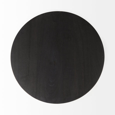 Maxwell Round Dark Brown Wood w/ Black Metal Pedestal Side Table by Mercana at Eve Furniture