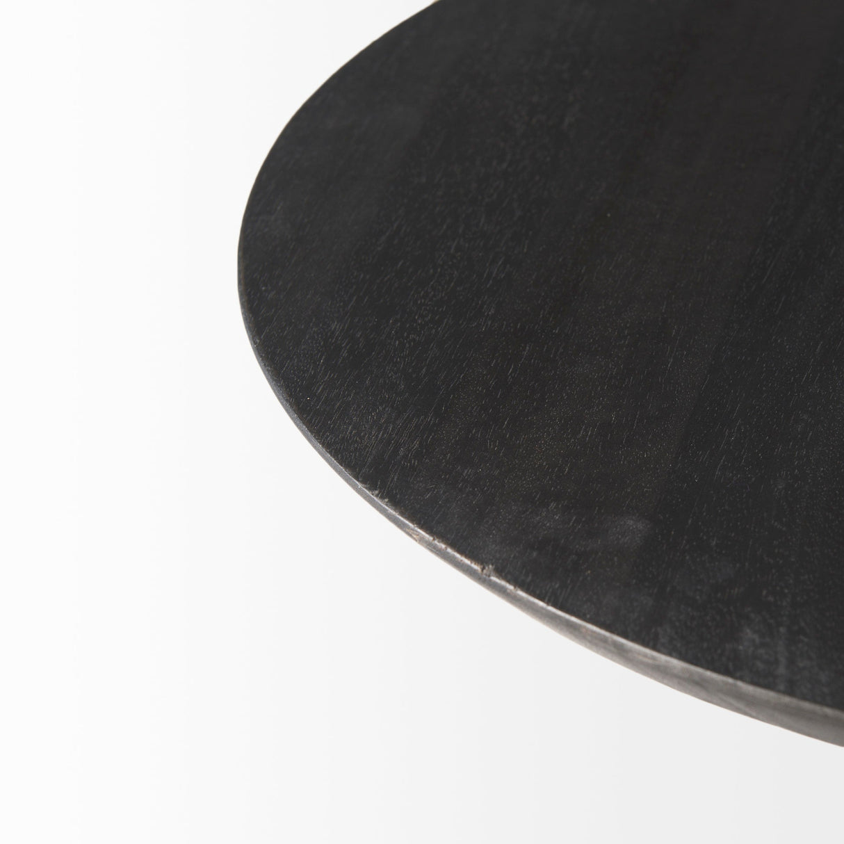 Maxwell Round Dark Brown Wood w/ Black Metal Pedestal Side Table by Mercana at Eve Furniture