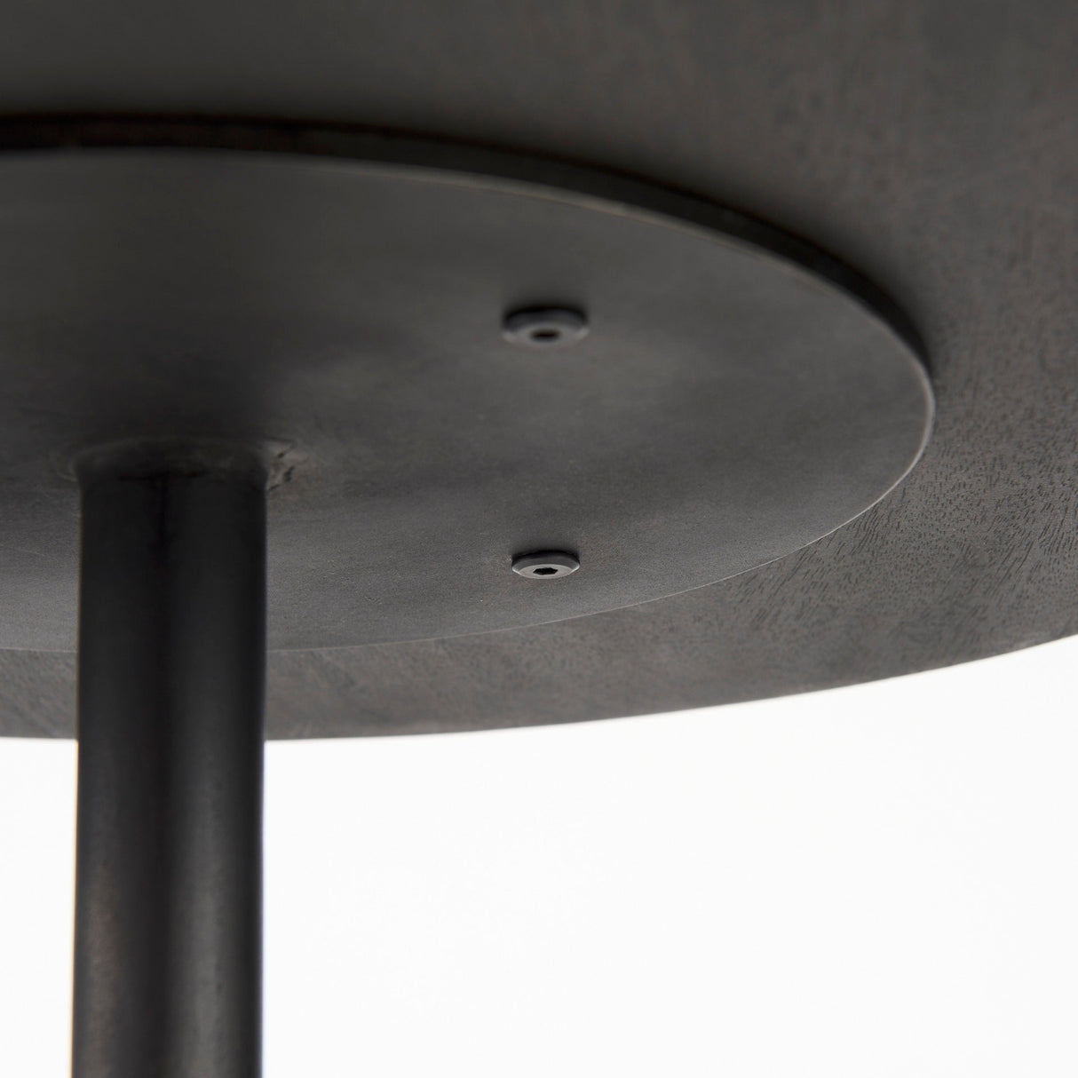 Maxwell Round Dark Brown Wood w/ Black Metal Pedestal Side Table by Mercana at Eve Furniture