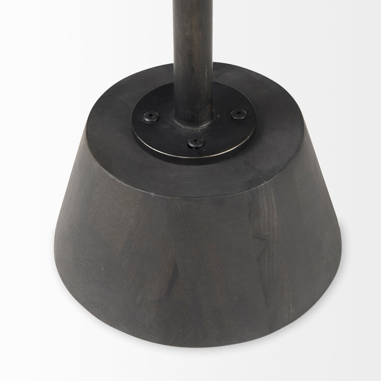 Maxwell Round Dark Brown Wood w/ Black Metal Pedestal Side Table by Mercana at Eve Furniture