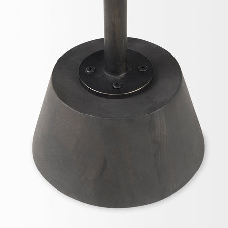 Maxwell Round Dark Brown Wood w/ Black Metal Pedestal Side Table by Mercana at Eve Furniture