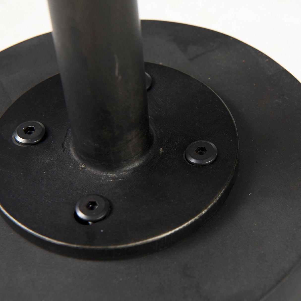 Maxwell Round Dark Brown Wood w/ Black Metal Pedestal Side Table by Mercana at Eve Furniture