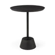 Maxwell Round Dark Brown Wood w/ Black Metal Pedestal Side Table by Mercana at Eve Furniture