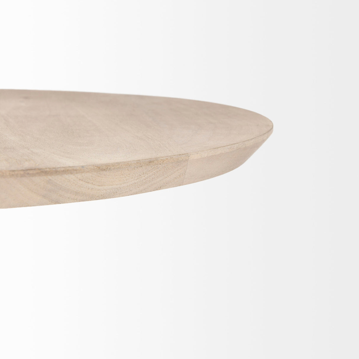 Maxwell Round Light Brown Wood w/ Gold Metal Pedestal Side Table by Mercana at Eve Furniture