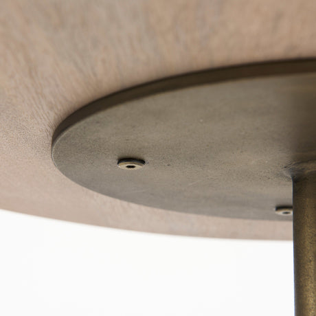 Maxwell Round Light Brown Wood w/ Gold Metal Pedestal Side Table by Mercana at Eve Furniture