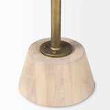 Maxwell Round Light Brown Wood w/ Gold Metal Pedestal Side Table by Mercana at Eve Furniture