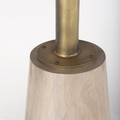 Maxwell Round Light Wood Tabletop & Base w/ Gold Metal Accent Pedestal Bistro Table by Mercana at Eve Furniture