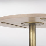 Maxwell Round Light Wood Tabletop & Base w/ Gold Metal Accent Pedestal Bistro Table by Mercana at Eve Furniture