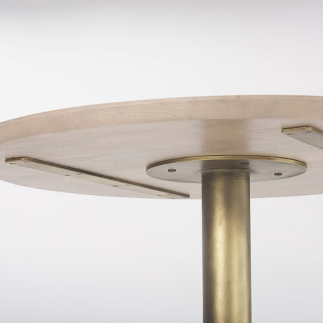 Maxwell Round Light Wood Tabletop & Base w/ Gold Metal Accent Pedestal Bistro Table by Mercana at Eve Furniture