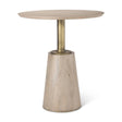 Maxwell Round Light Wood Tabletop & Base w/ Gold Metal Accent Pedestal Bistro Table by Mercana at Eve Furniture