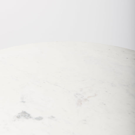 Maxwell Round White Marble Tabletop w/ Blonde Wood & Black Metal Accent Pedestal Bistro Table by Mercana at Eve Furniture