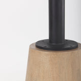 Maxwell Round White Marble Tabletop w/ Blonde Wood & Black Metal Accent Pedestal Bistro Table by Mercana at Eve Furniture
