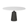 Maxwell Round White Marble Top w/ Black Metal and Wood Pedestal Base Dining Table by Mercana at Eve Furniture