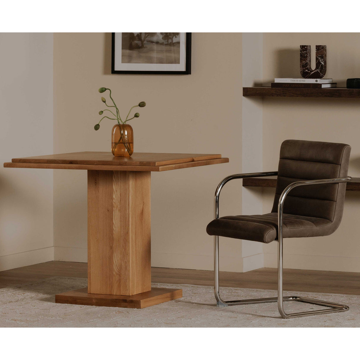 May Natural Oak Cafe Table by Moe's Home at Eve Furniture