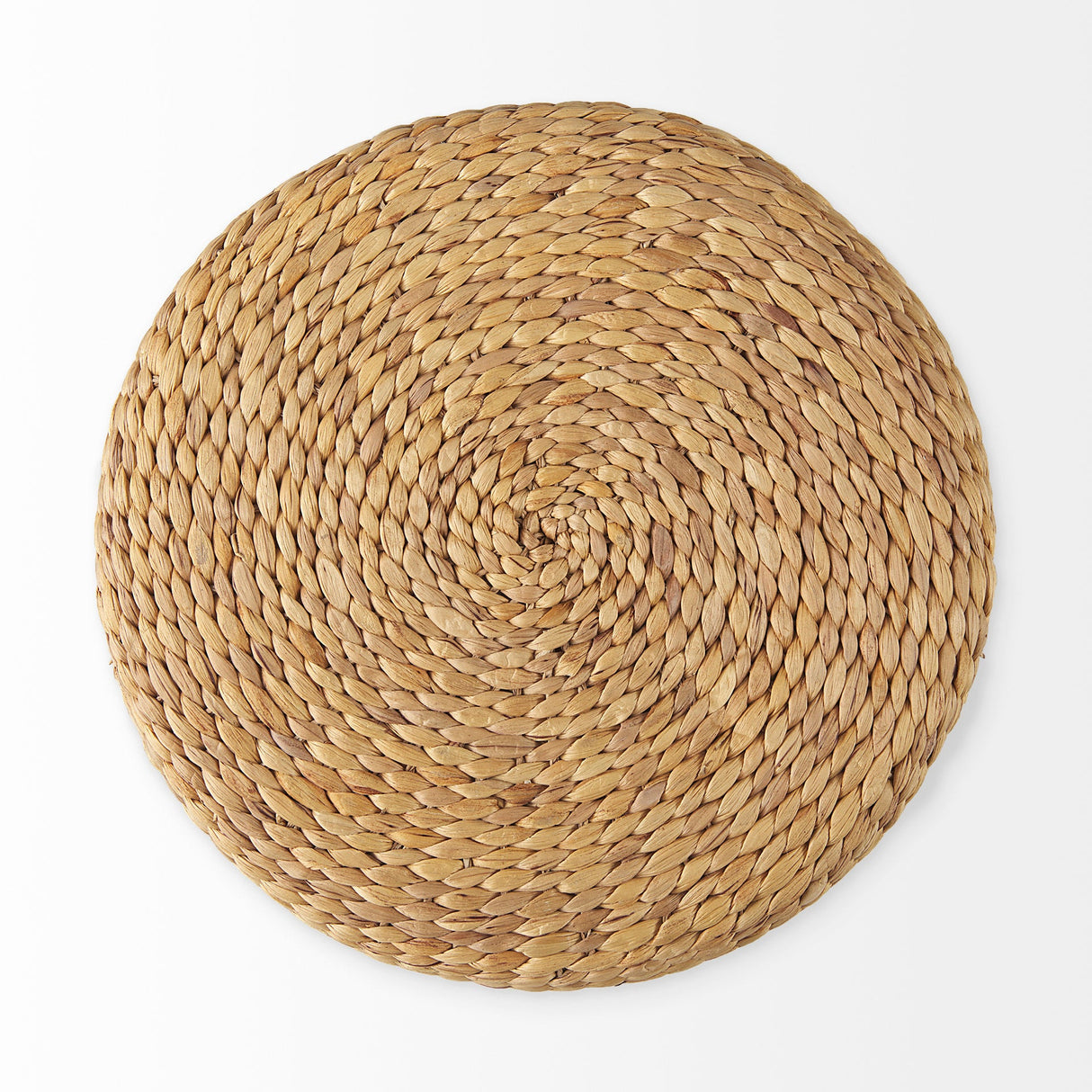 Maya 17.7L x 17.7W x 17.7H Light Brown W/Medium Brown Stripes Seagrass Round Pouf by Mercana at Eve Furniture