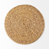 Maya 17.7L x 17.7W x 17.7H Light Brown W/Medium Brown Stripes Seagrass Round Pouf by Mercana at Eve Furniture