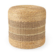 Maya 17.7L x 17.7W x 17.7H Light Brown W/Medium Brown Stripes Seagrass Round Pouf by Mercana at Eve Furniture