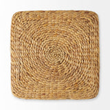 Maya 17.7L x 17.7W x 17.7H Light Brown W/Medium Brown Stripes Seagrass Square Pouf by Mercana at Eve Furniture
