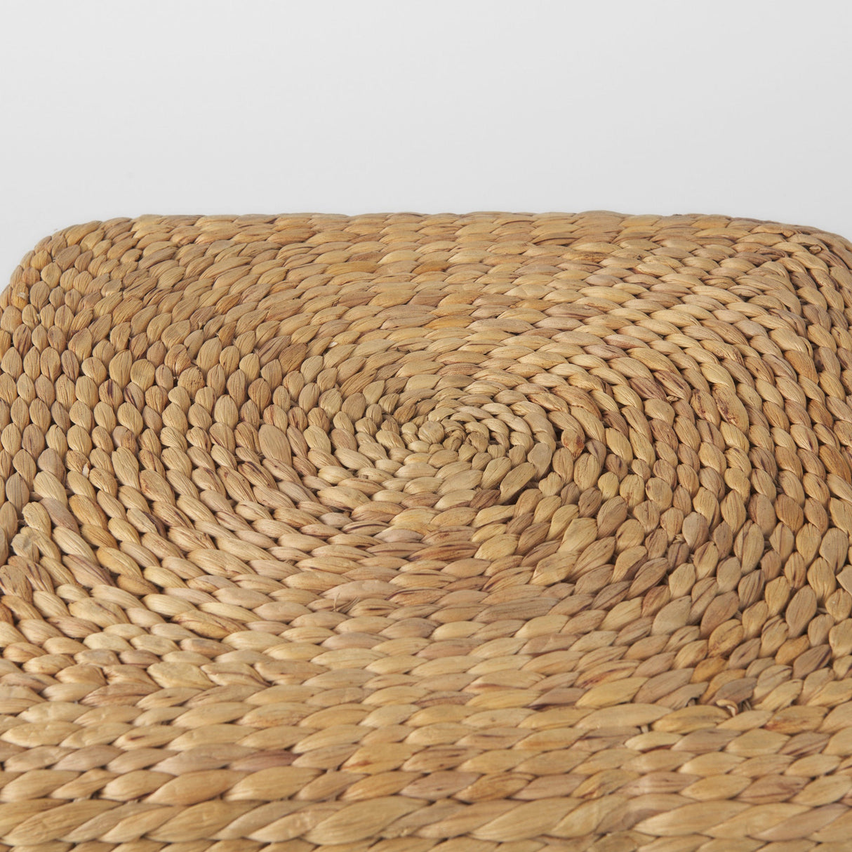 Maya 17.7L x 17.7W x 17.7H Light Brown W/Medium Brown Stripes Seagrass Square Pouf by Mercana at Eve Furniture