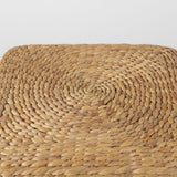 Maya 17.7L x 17.7W x 17.7H Light Brown W/Medium Brown Stripes Seagrass Square Pouf by Mercana at Eve Furniture